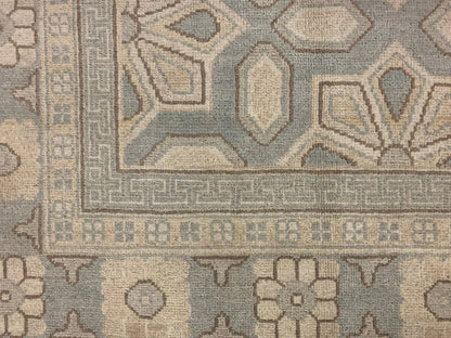 Soft Light Blue Oushak 9X12 Handmade Wool Rug # 11584