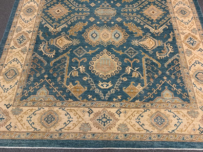 Chobi Blue 9X12 Handmade Wool Rug # 10303