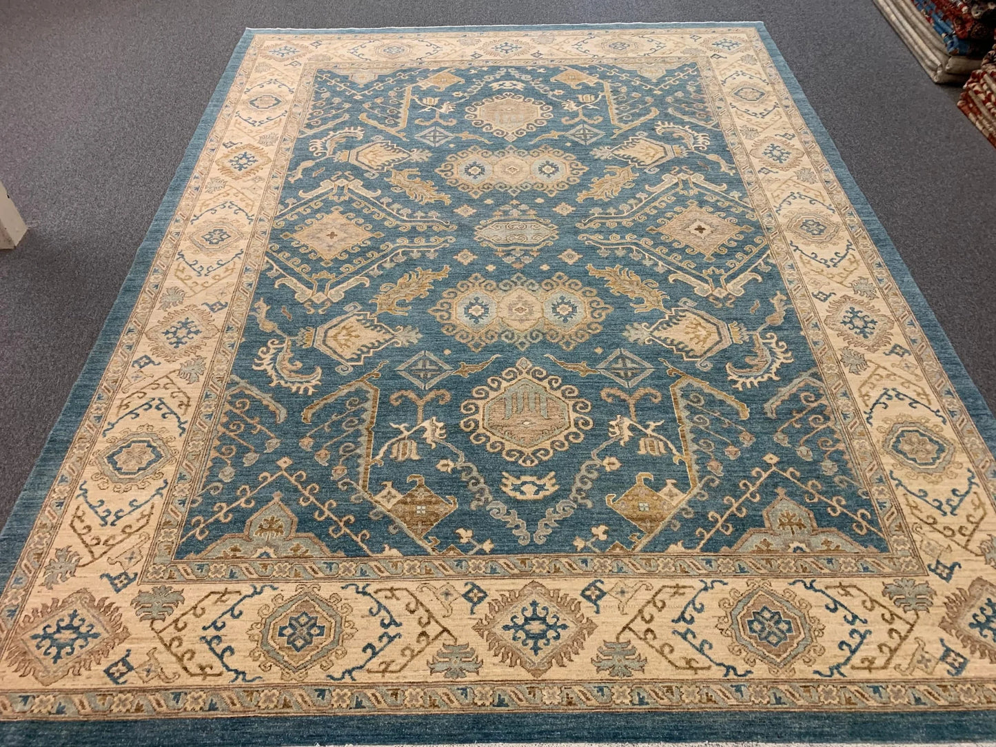 Chobi Blue 9X12 Handmade Wool Rug # 10303