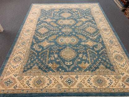 Chobi Blue 9X12 Handmade Wool Rug # 10303