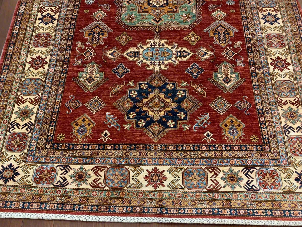 Super Kazak 9X12 Handmade Wool Rug # 12138