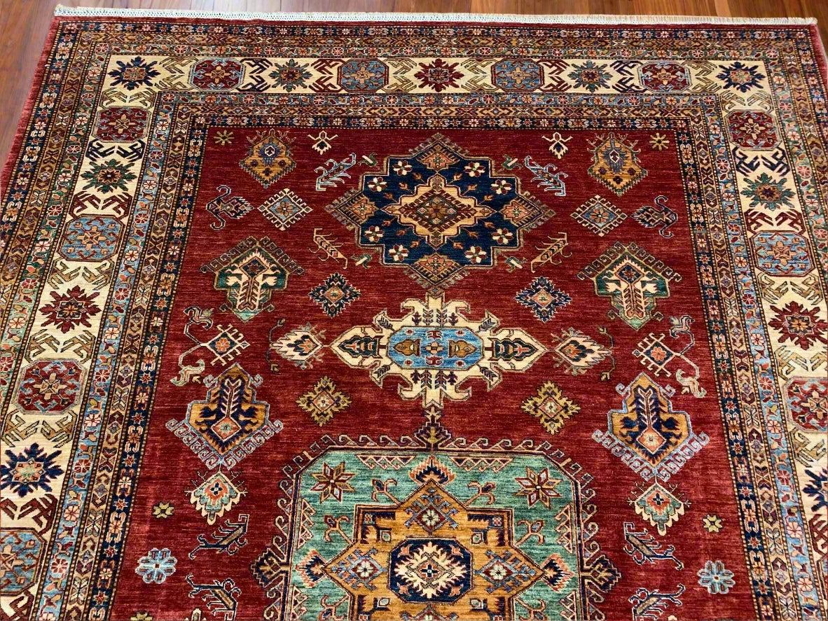 Super Kazak 9X12 Handmade Wool Rug # 12138
