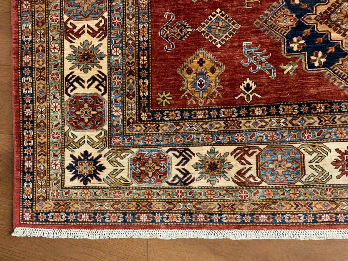 Super Kazak 9X12 Handmade Wool Rug # 12138