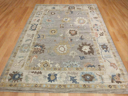 Oushak Silver/Ivory 10X14 Handmade Wool Rug # 12190