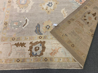 Oushak Silver/Ivory 10X14 Handmade Wool Rug # 12190