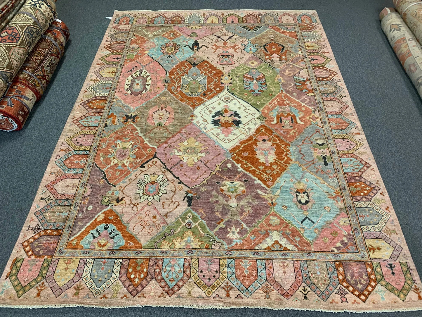 Multicolor Oushak 9X12 Handmade Wool Rug # 12199
