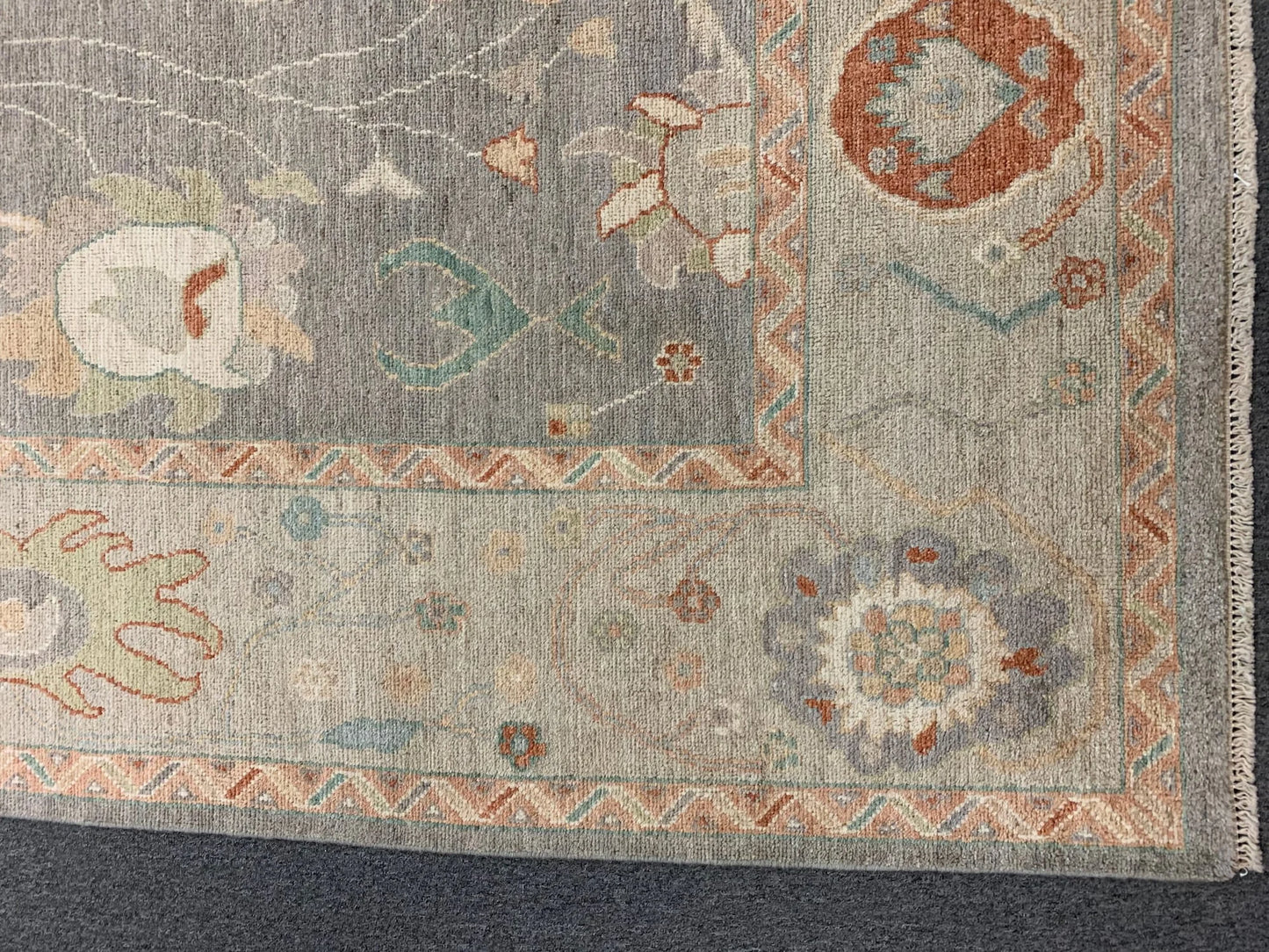 Oushak Gary 9X12 Handmade Wool Rug # 12201
