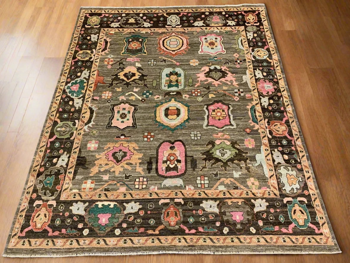 Gray 8X10 Oushak Turkish Handmade Wool Rug # 12223