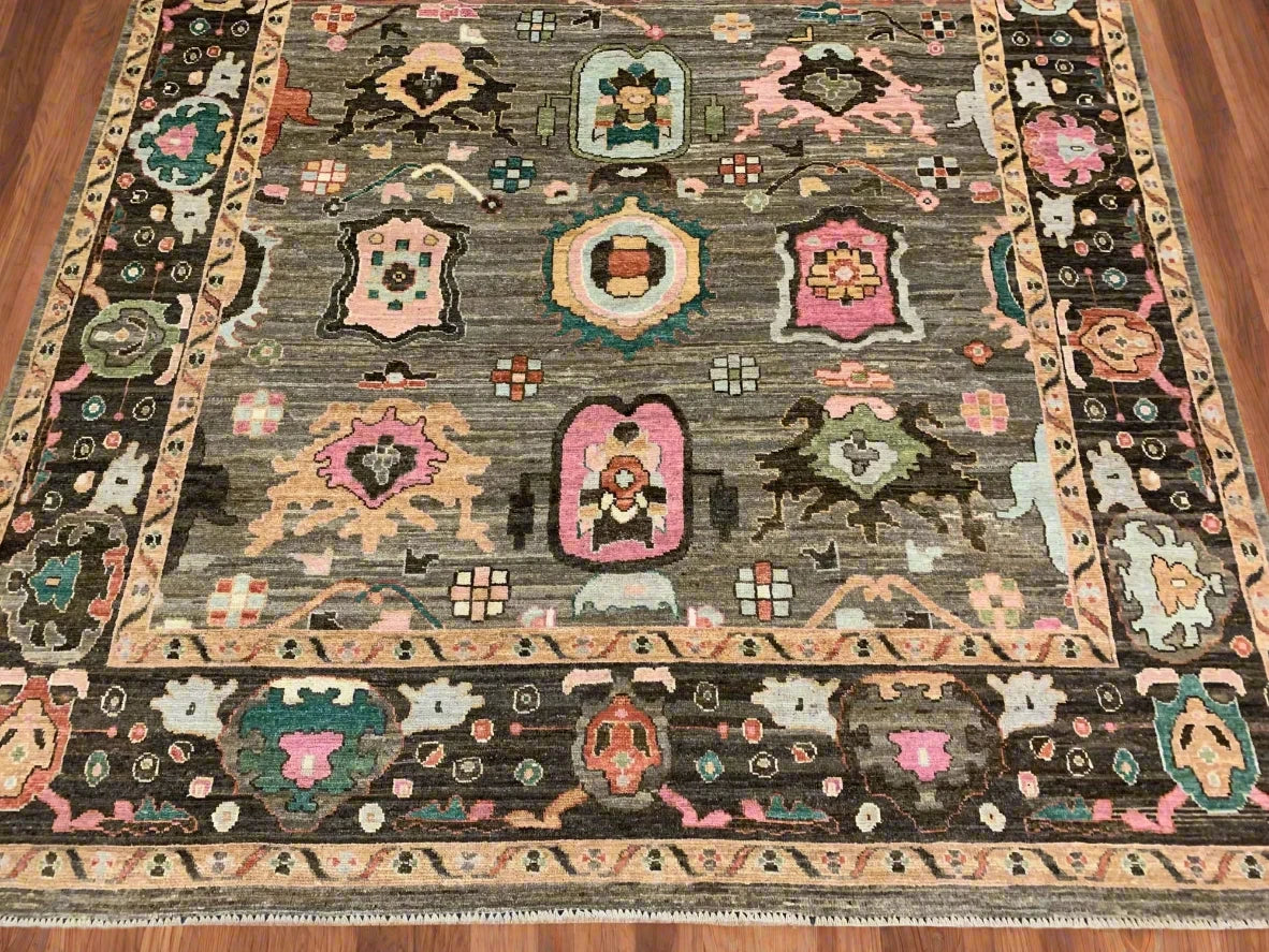 Gray 8X10 Oushak Turkish Handmade Wool Rug # 12223