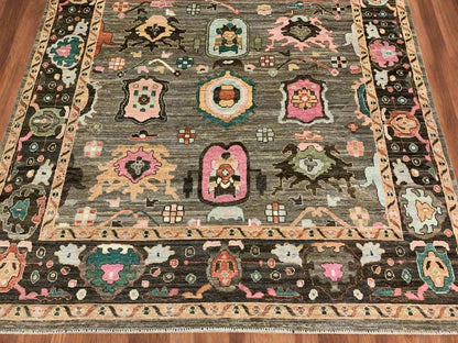 Gray 8X10 Oushak Turkish Handmade Wool Rug # 12223