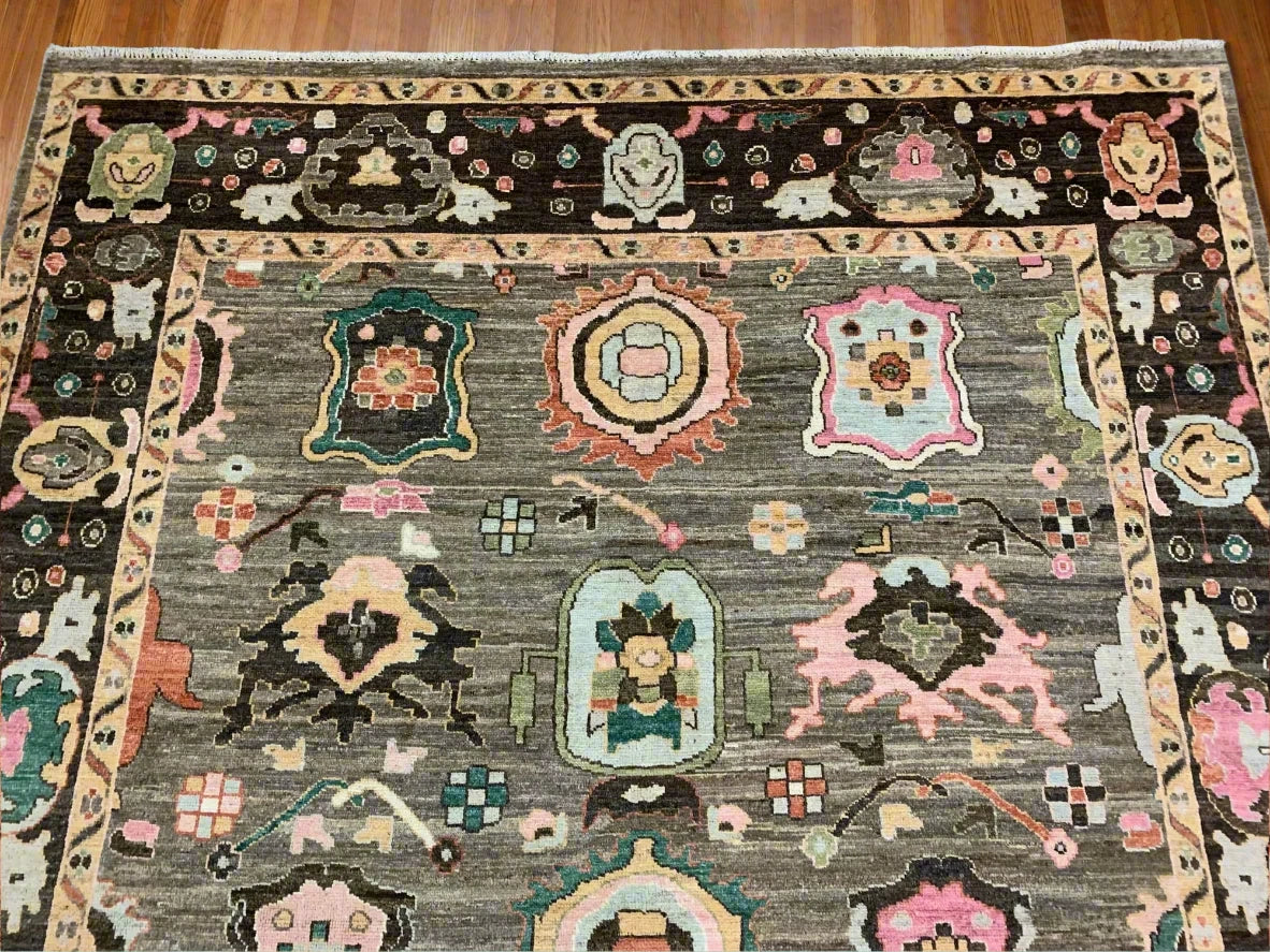 Gray 8X10 Oushak Turkish Handmade Wool Rug # 12223