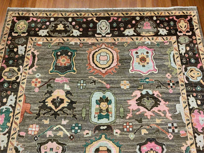Gray 8X10 Oushak Turkish Handmade Wool Rug # 12223