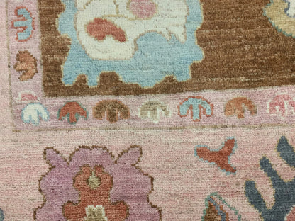 Oushak Brown 9X12 Handmade Wool Rug # 12208
