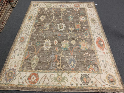 Oushak Brown Gray 9X12 Handmade Wool Rug # 12207