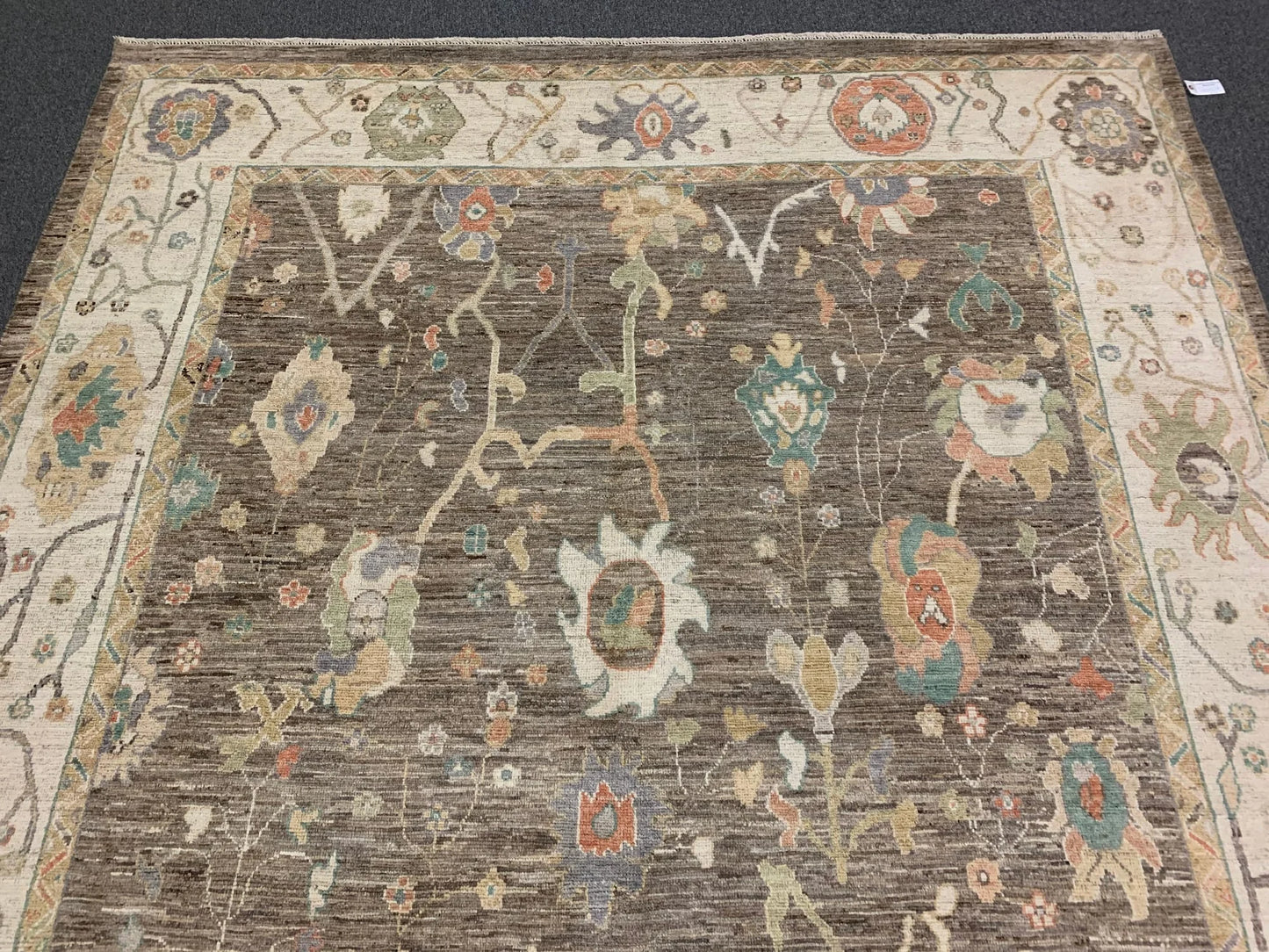 Oushak Brown Gray 9X12 Handmade Wool Rug # 12207