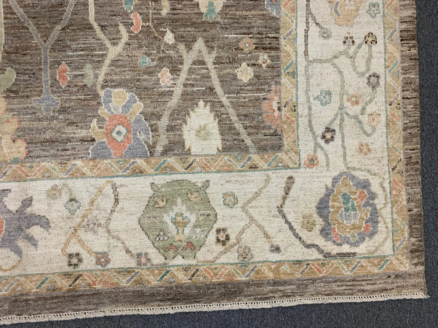 Oushak Brown Gray 9X12 Handmade Wool Rug # 12207