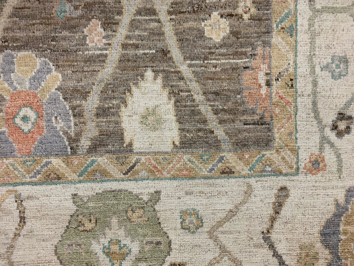 Oushak Brown Gray 9X12 Handmade Wool Rug # 12207