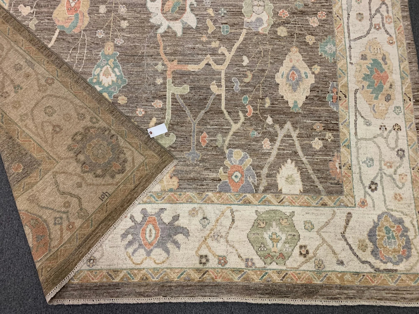 Oushak Brown Gray 9X12 Handmade Wool Rug # 12207