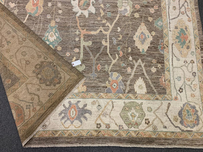 Oushak Brown Gray 9X12 Handmade Wool Rug # 12207
