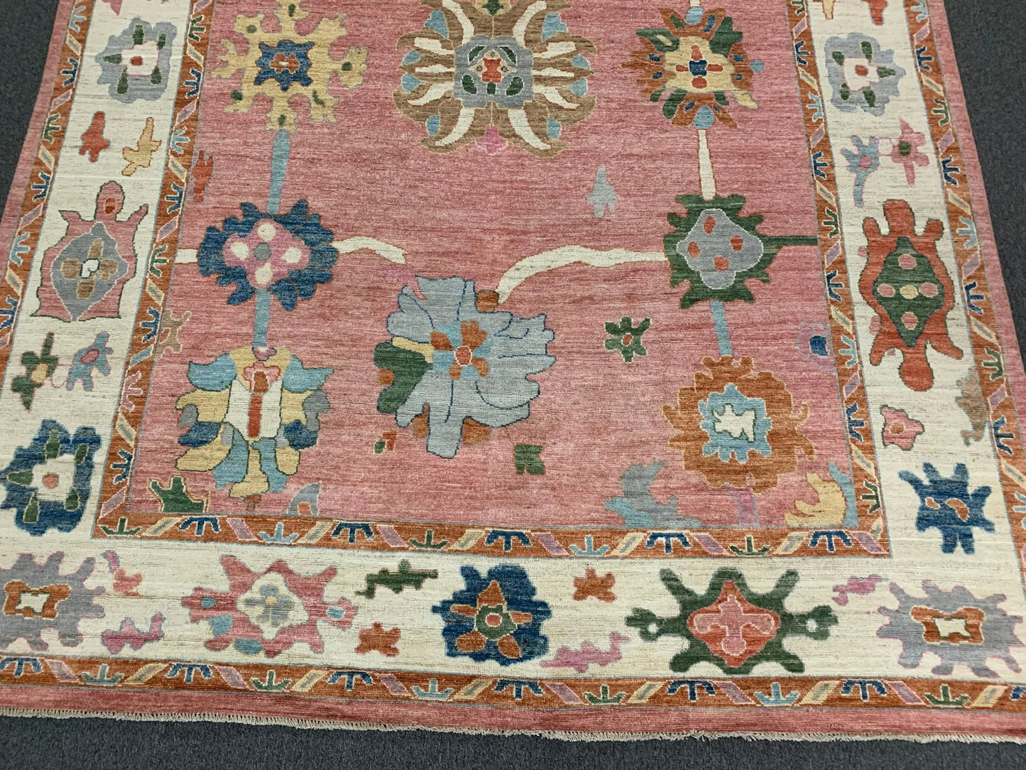 Oushak Pink/ivory 9X12 Handmade Wool Rug # 12195