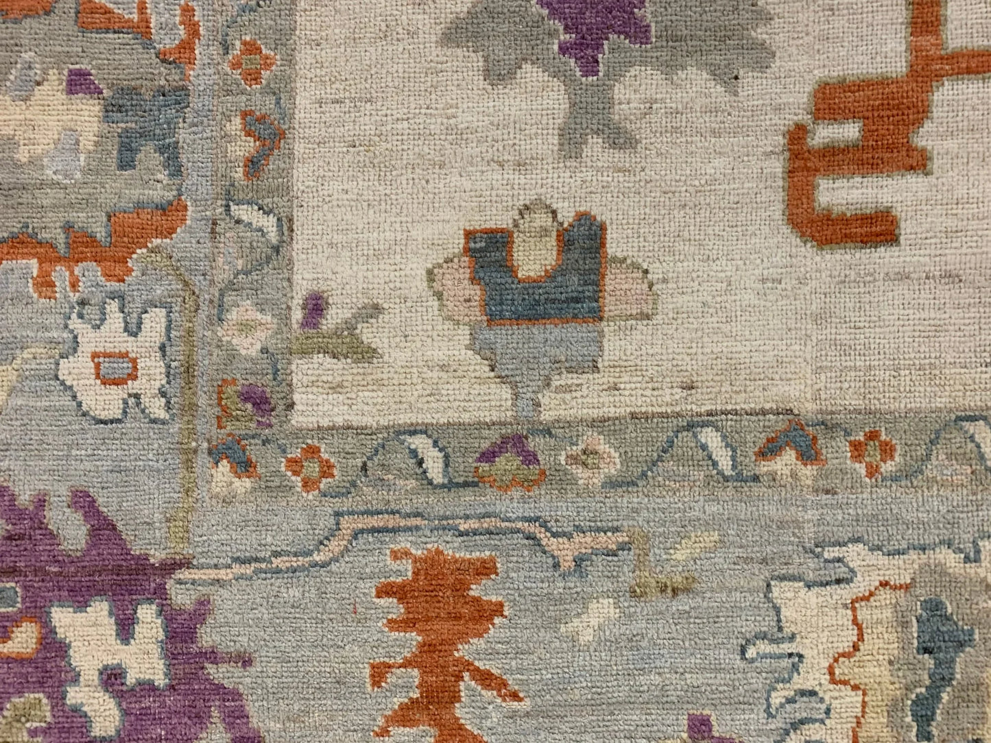 Oushak Ivory/Gray 10X14 Handmade Wool Rug # 12229