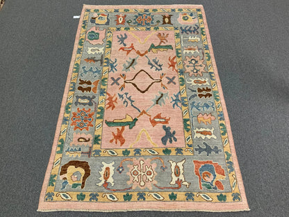 Oushak Pink/Gary 6X9 Handmade Wool Rug # 12228