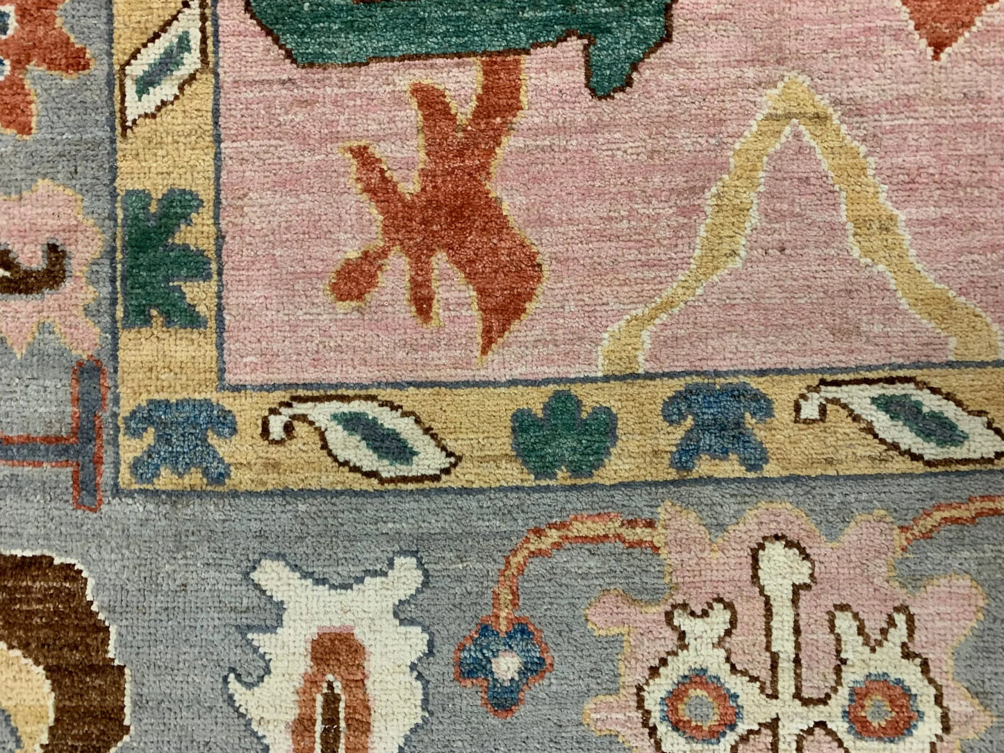 Oushak Pink/Gary 6X9 Handmade Wool Rug # 12228