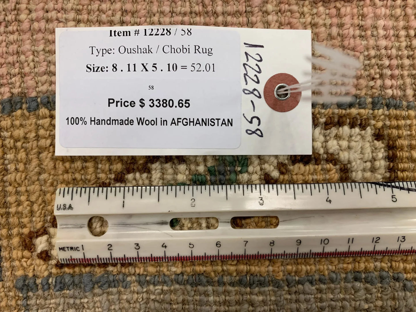 Oushak Pink/Gary 6X9 Handmade Wool Rug # 12228