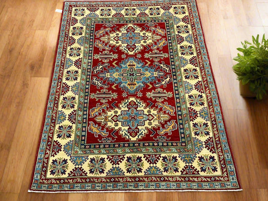 Kazak Red 5X7 Handmade Wool Rug # 12535