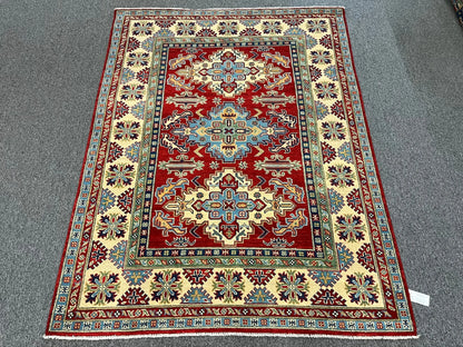 Kazak Red 5X7 Handmade Wool Rug # 12535