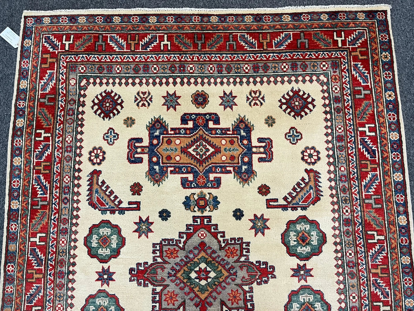 Kazak Ivory/Rest 5X7 Handmade Wool Rug # 12509