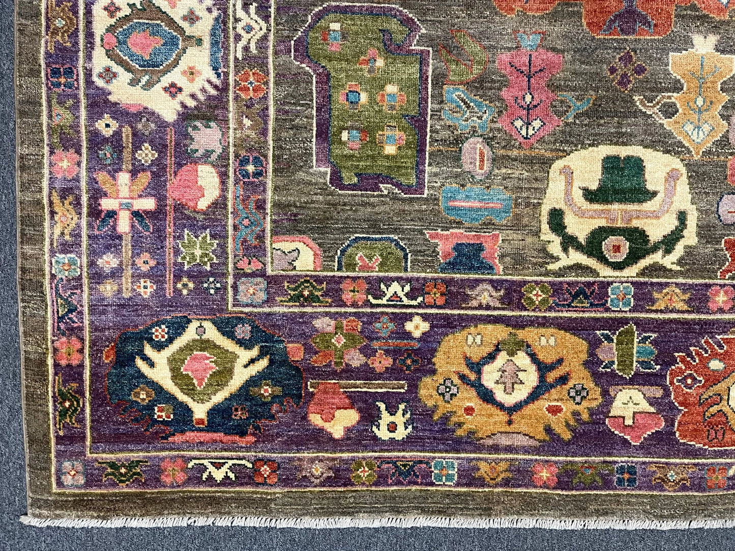 8X10 Oushak Soft Green/ Purple Handmade Wool Rug # 12927