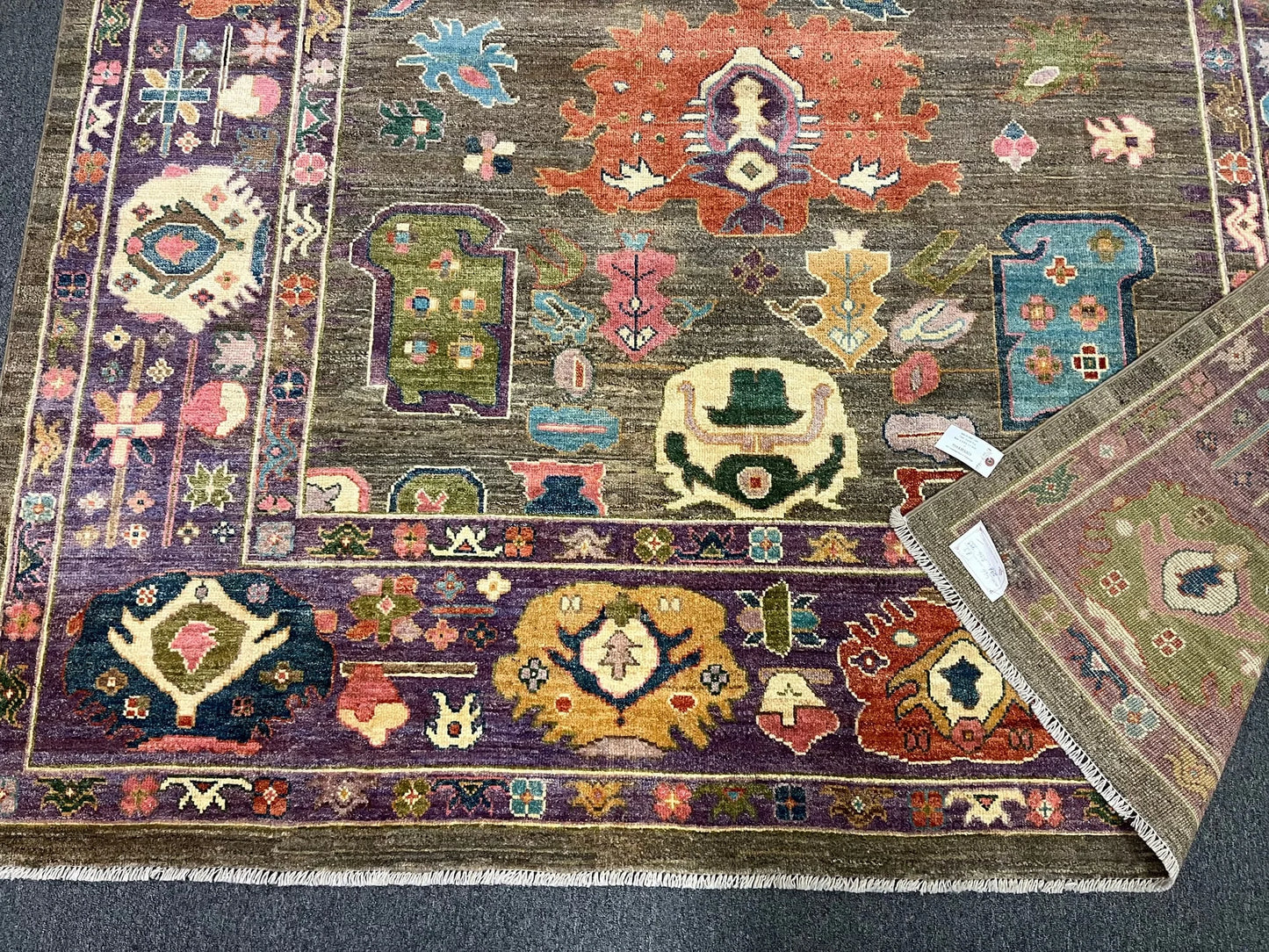 8X10 Oushak Soft Green/ Purple Handmade Wool Rug # 12927