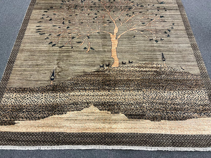 8X10 Gabbeh tribal landscape design Handmade Wool Rug # 12817