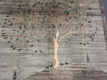8X10 Gabbeh tribal landscape design Handmade Wool Rug # 12817