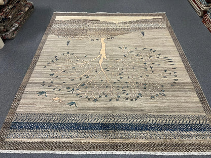 8X10 Gabbeh tribal landscape design Handmade Wool Rug # 12817