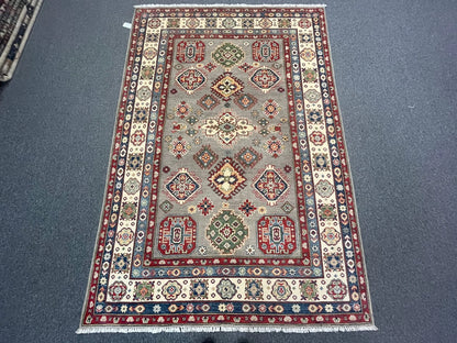 Kazak Gray Brown 6X8 Handmade Wool Rug # 12685