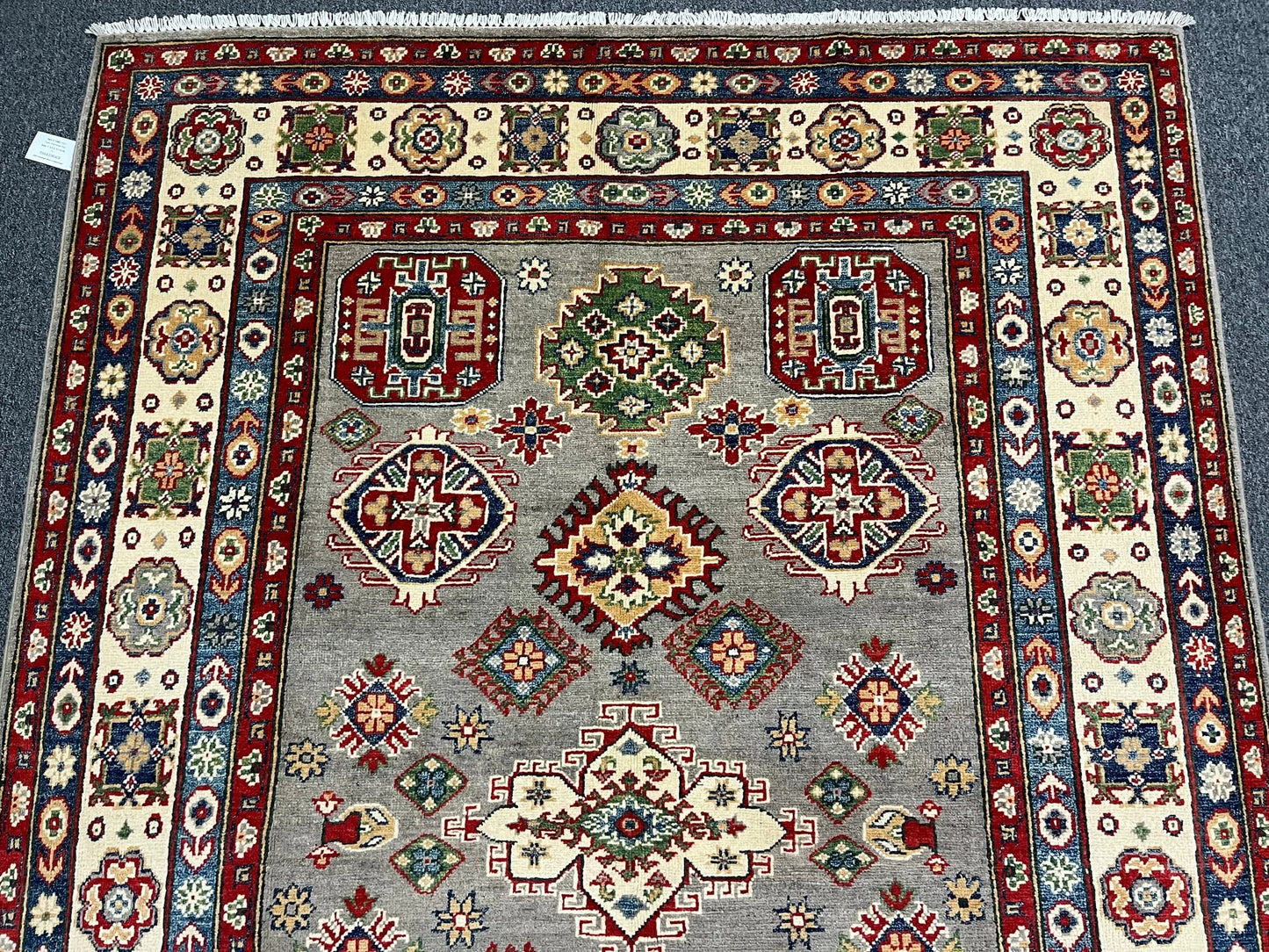 Kazak Gray Brown 6X8 Handmade Wool Rug # 12685