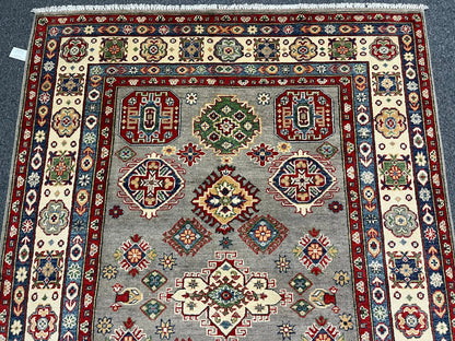 Kazak Gray Brown 6X8 Handmade Wool Rug # 12685