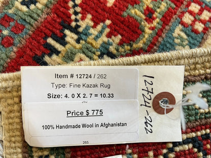 3' X 4' Kazak Handmade Wool Rug # 12724