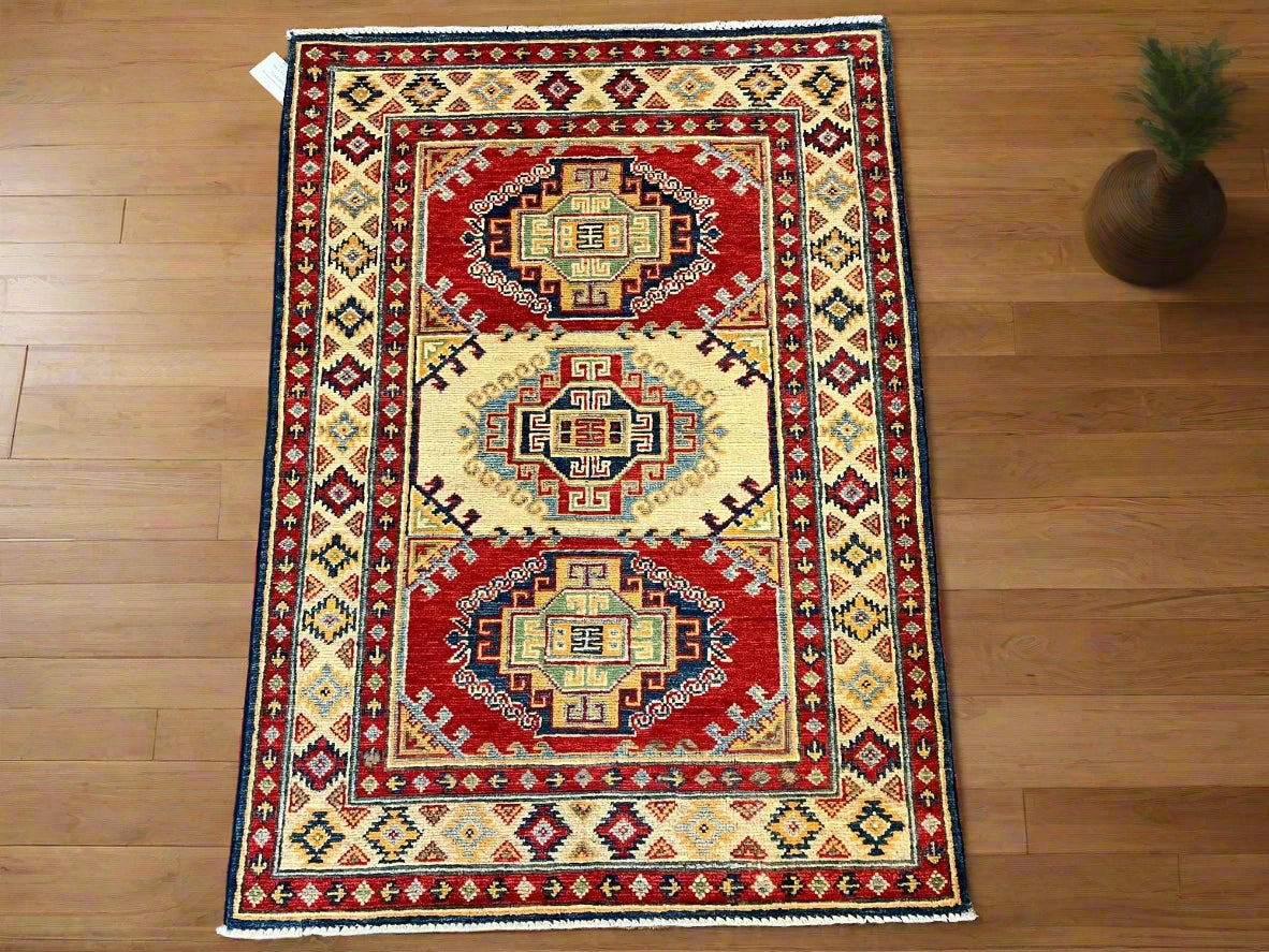 Kazak Multicolor 3X4 Handmade Wool Rug # 12580