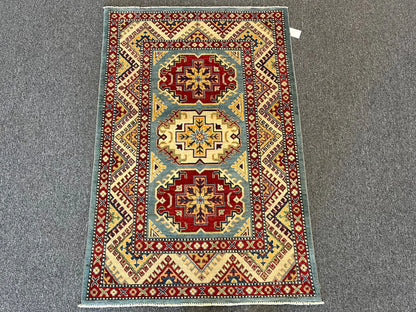 Kazak Light Blue 3X5 Handmade Wool Rug # 12557