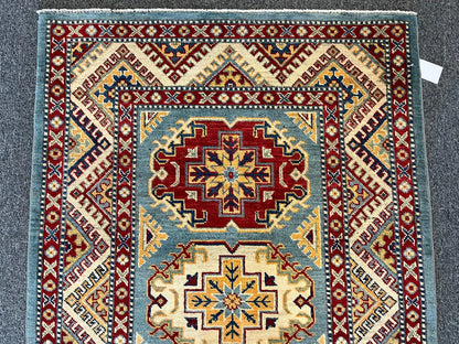 Kazak Light Blue 3X5 Handmade Wool Rug # 12557