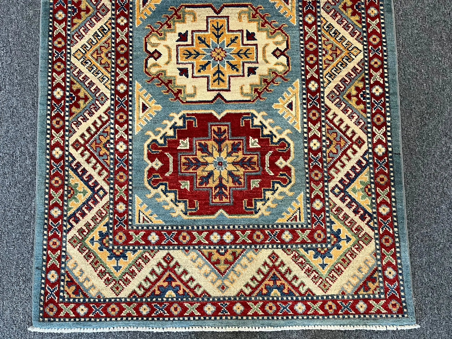 Kazak Light Blue 3X5 Handmade Wool Rug # 12557