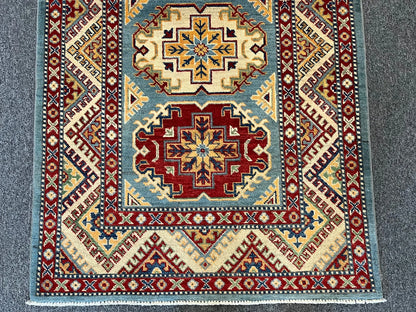 Kazak Light Blue 3X5 Handmade Wool Rug # 12557