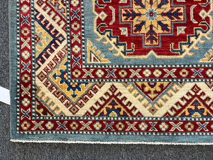 Kazak Light Blue 3X5 Handmade Wool Rug # 12557