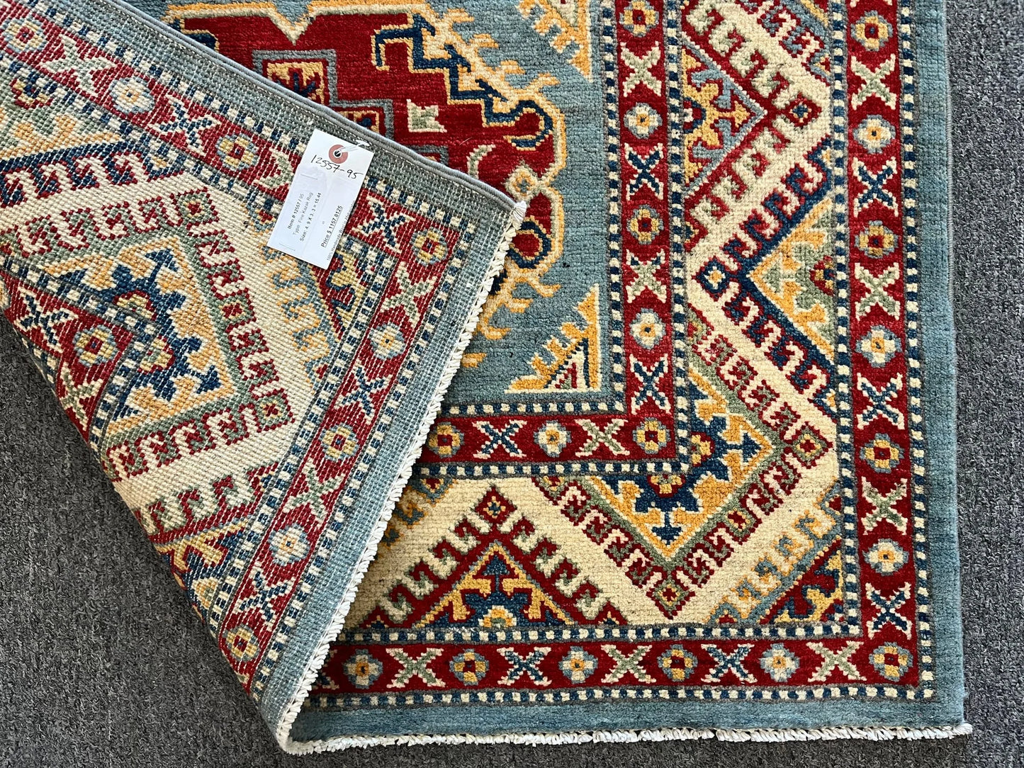 Kazak Light Blue 3X5 Handmade Wool Rug # 12557