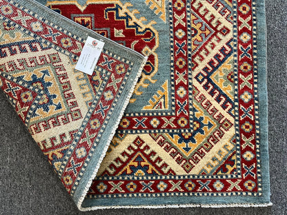 Kazak Light Blue 3X5 Handmade Wool Rug # 12557