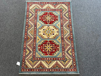 Kazak Light Blue 3X5 Handmade Wool Rug # 12557