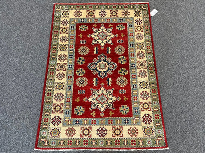 Kazak Red 3X5 Handmade Wool Rug # 12548